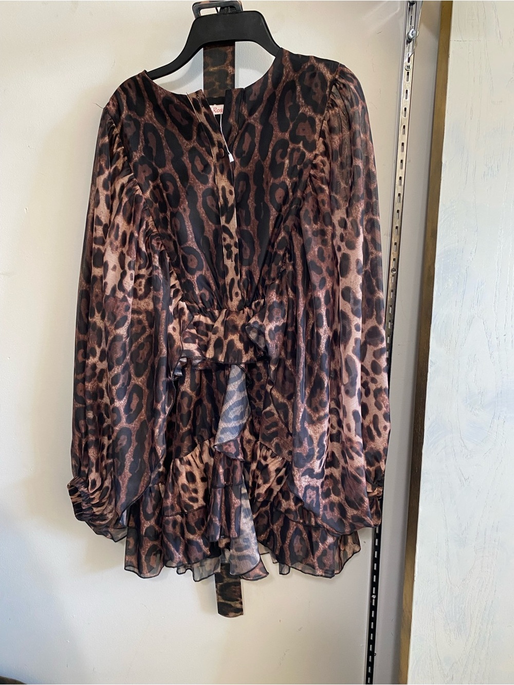 Leopard Print Ruffle Dress Brown & Black animal print